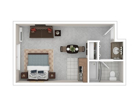 Floor plan for studio, 1 bath, 319 sqft